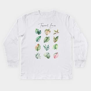 Tropical leaves Kids Long Sleeve T-Shirt